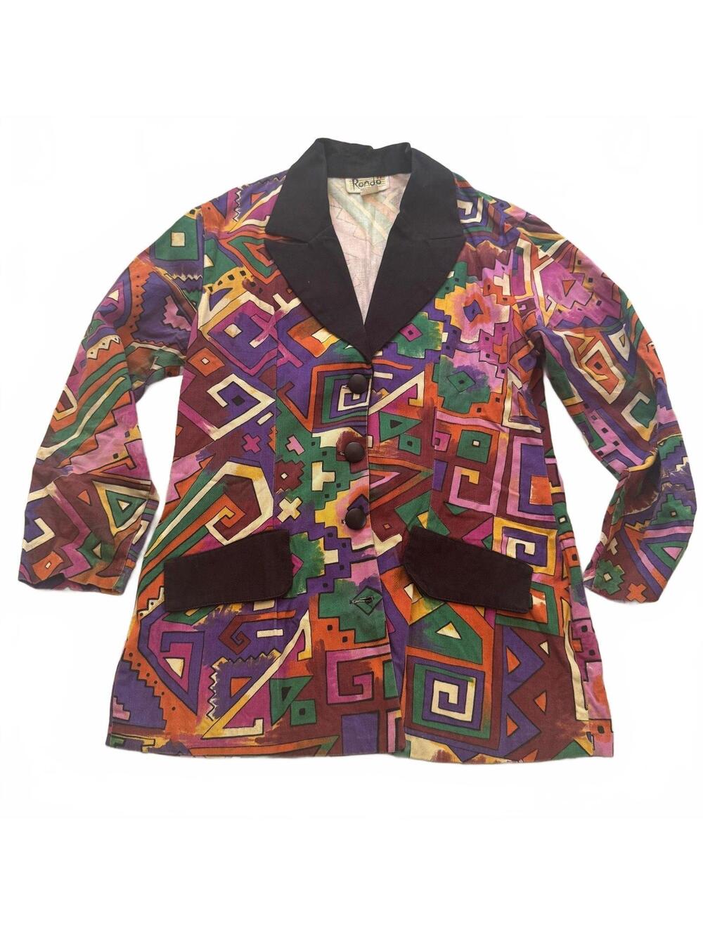 VTG Rondo Geometric Pattern Blazer Art To Wear Colorful Eclectic Jacket Small